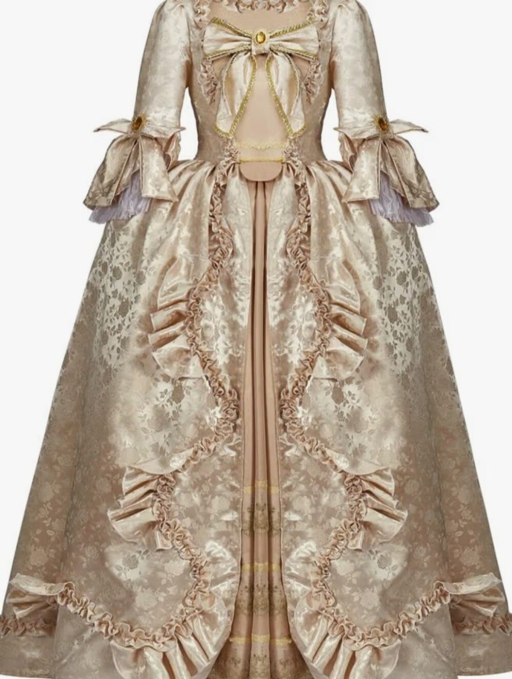 Vintage-Inspired Champagne Satin Ball Gown Dress for Women